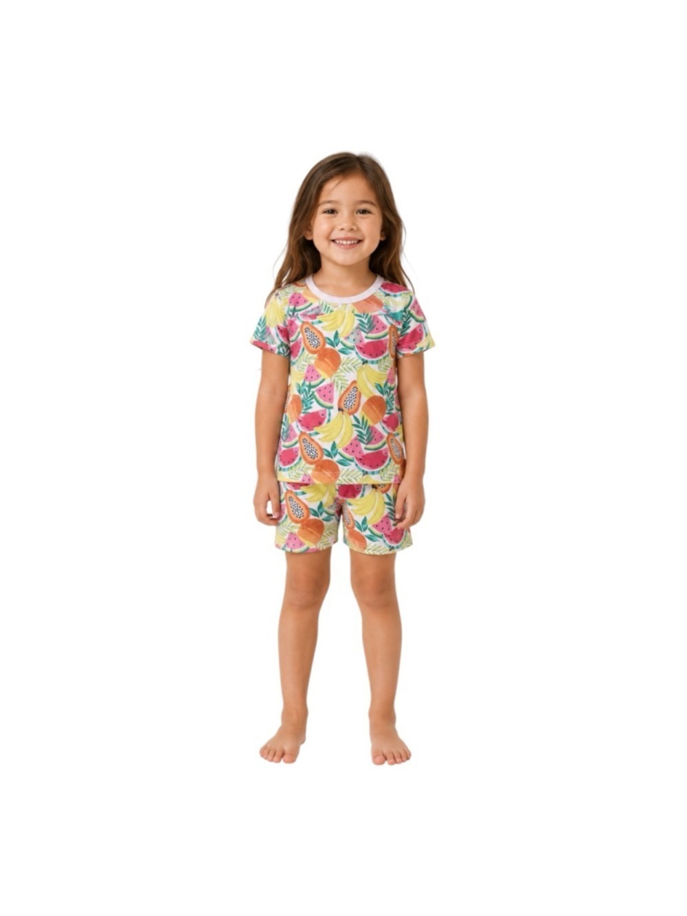 Janie and Jack Girls Pajama Set Size 5 Tropical Fruit Watermelon Banana